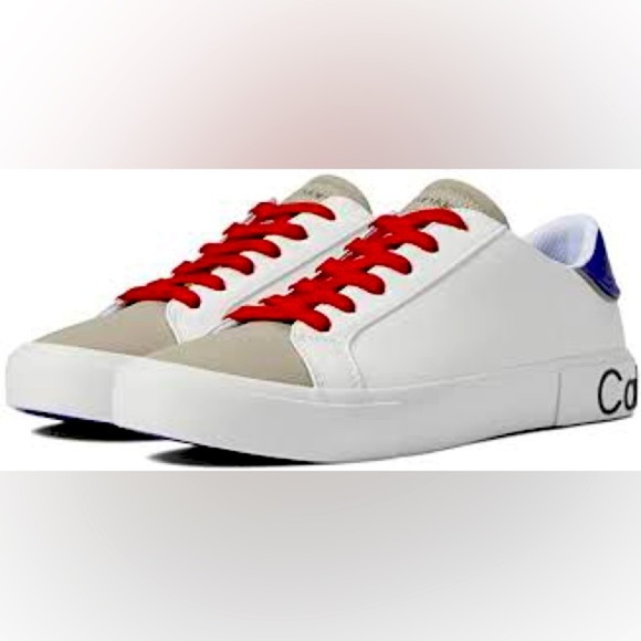 Calvin Klein Men’s White and Blue Sneakers - Picture 2 of 3